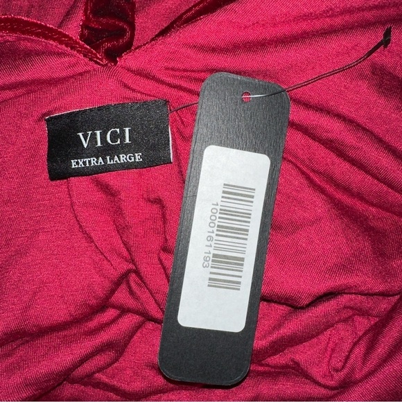 Vici Top Womens XL Burgundy Walker Velvet Scoop Neck Bodysuit Open Back Cutout - Picture 5 of 11